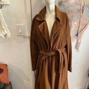 Free people brown wool blend wrap coat - size large